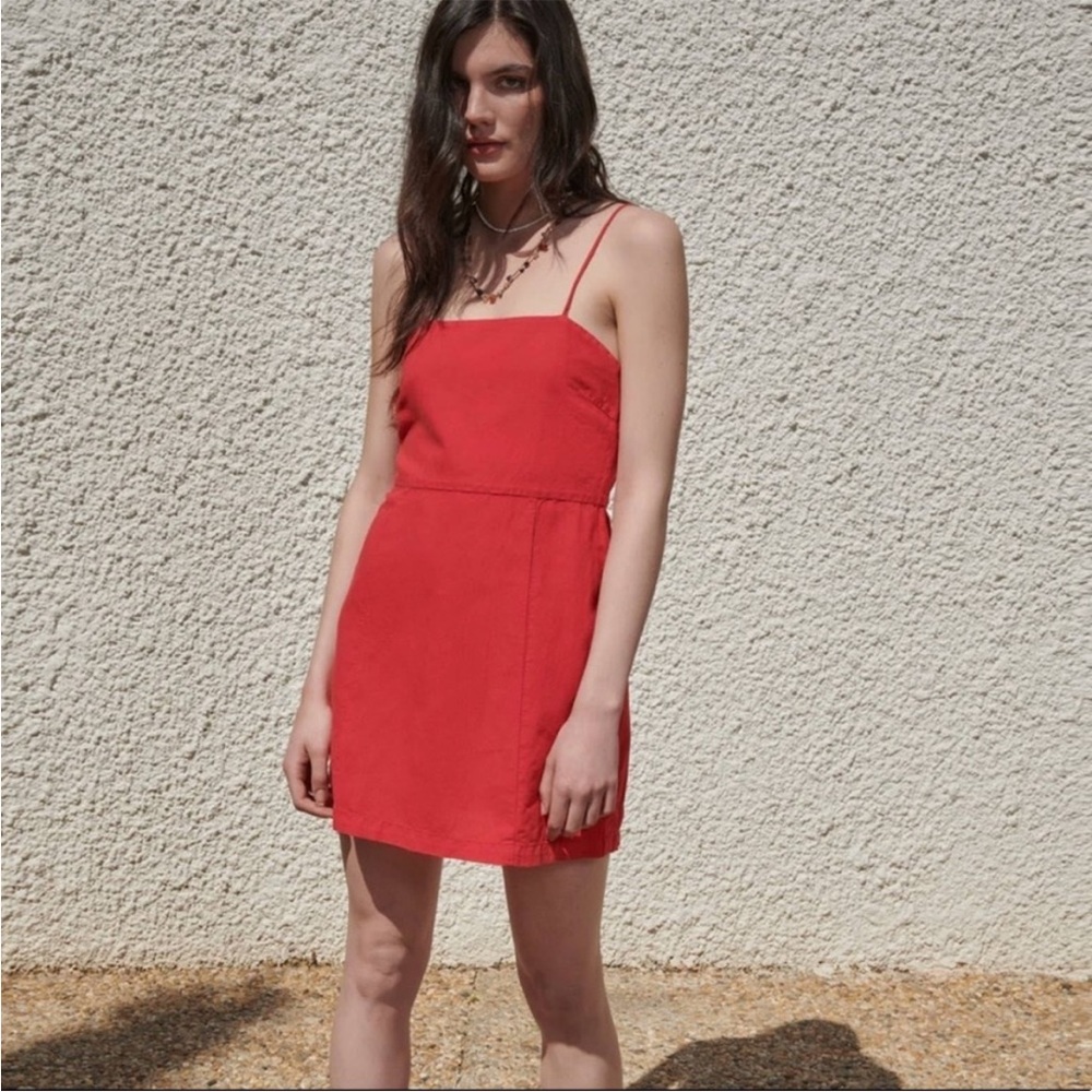 ZARA Linen Blend Red Mini Dress-NWT